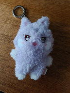 ATEEZ Aniteez Sandeoki Plush Keyring San, front of the fluffy lilac cat keyring