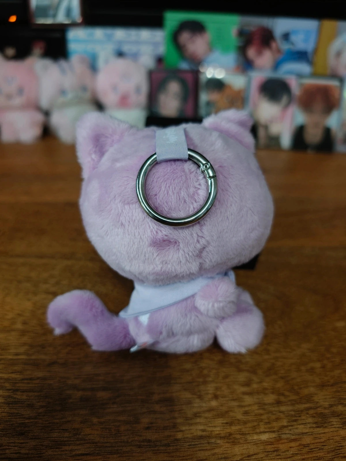 ATEEZ Aniteez Sandeoki Plush Keyring San, back showing the metal keyring