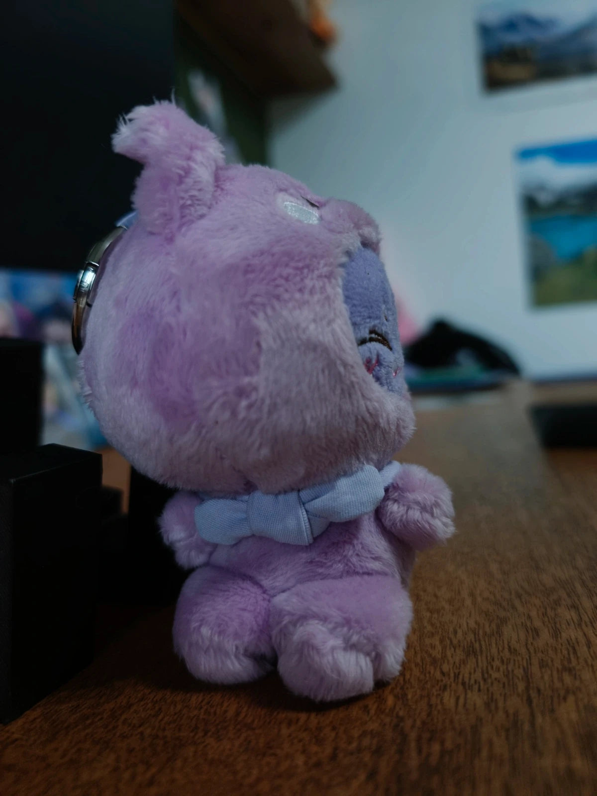 ATEEZ Aniteez Sandeoki Plush Keyring San, side view of the purple plush