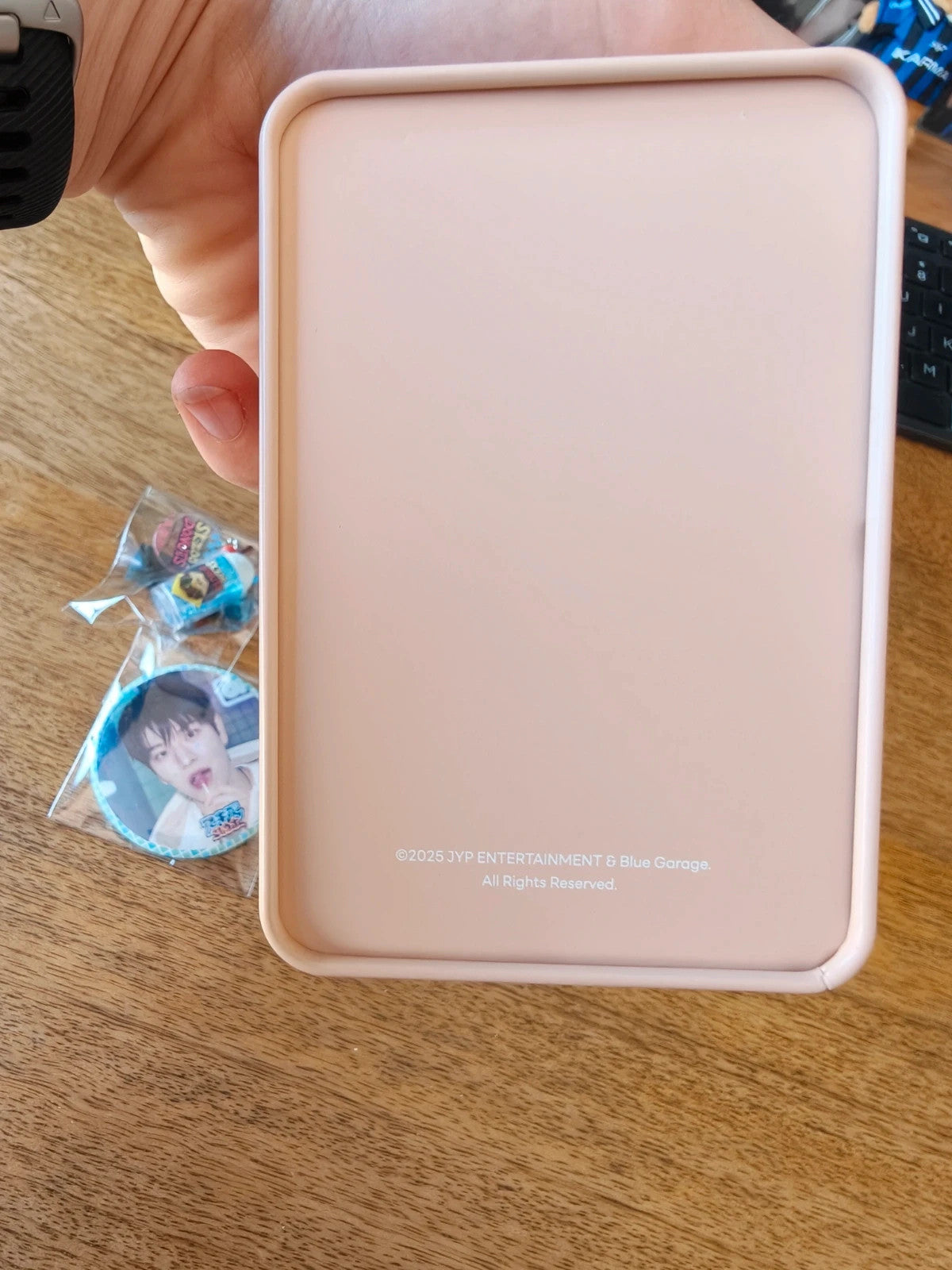 Stray Kids SKZOO PuppyM Merchandise Set, back of the rectangular pink tin