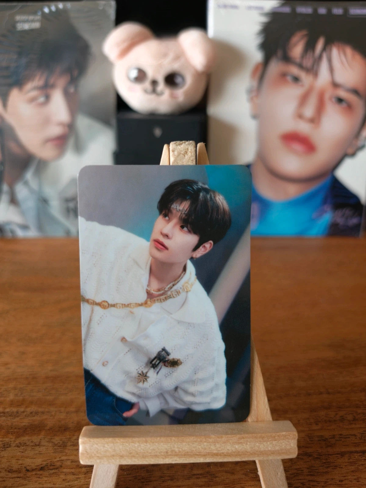 Stray Kids Seungmin THE VICTORY Photocard (White Shirt - Seated Portrait) — printed photo design