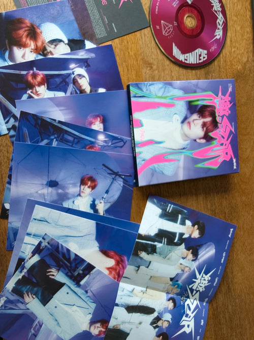 Stray Kids Seungmin ROCK-STAR Album (Postcard Ver.) — album and pictured inserts