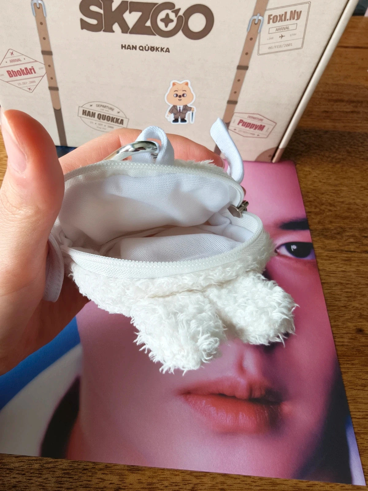 Stray Kids SKZOO Leebit Mini Backpack, open backpack showing the interior