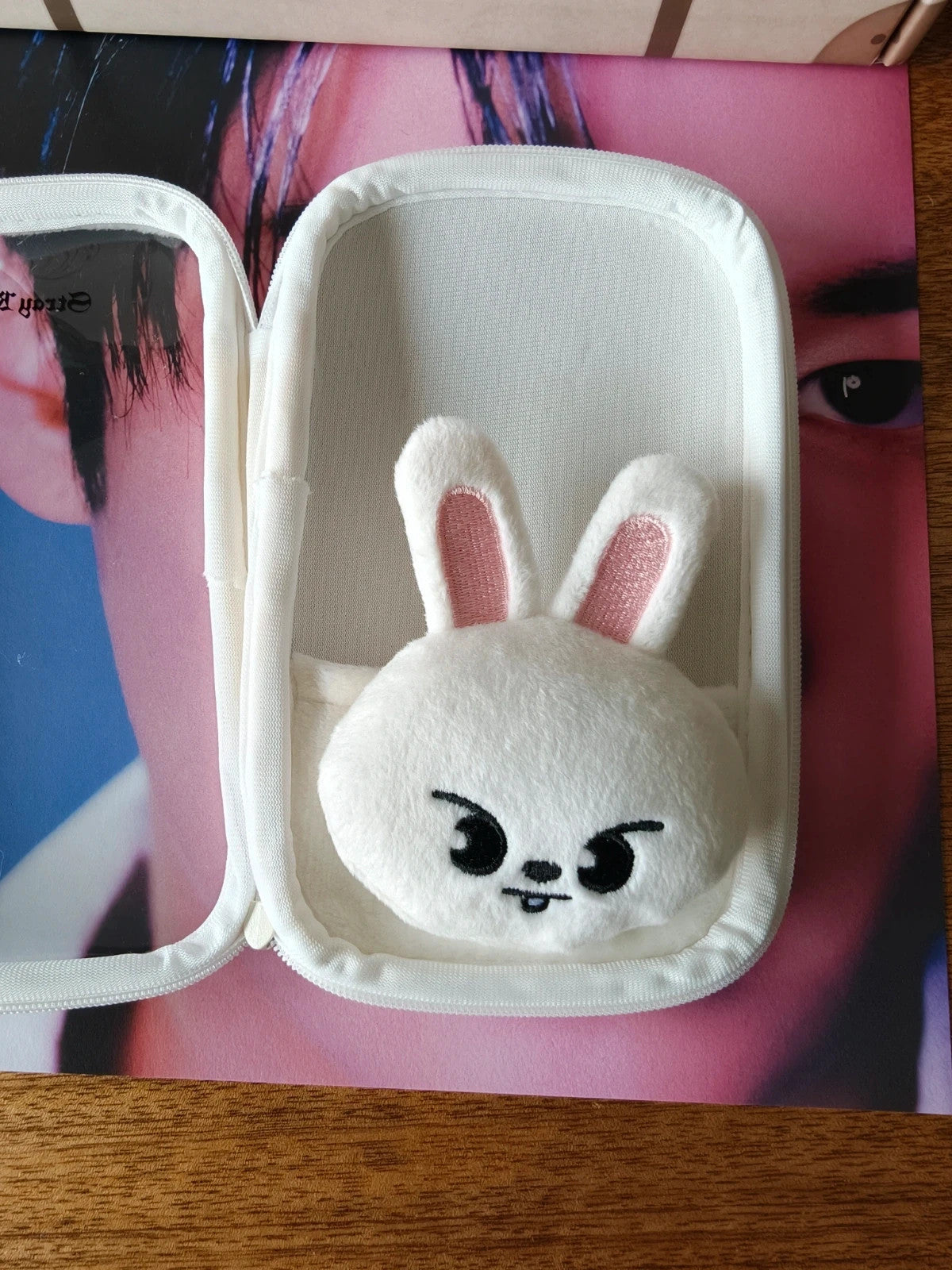 Stray Kids SKZOO Leebit Acrylic Stand Case (dominATE JAPAN), open case showing the rabbit-shaped interior pocket