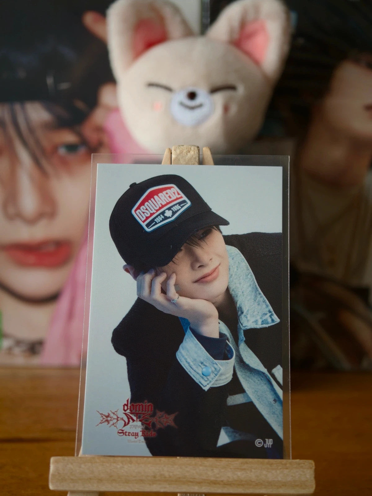 Stray Kids I.N dominATE Photo Sticker (Cap Portrait) — cap portrait sticker with red dominATE logo