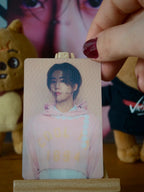 Stray Kids Han Air-ful Lenticular Photocard (2024 Japan Season’s Greetings - Lenticular Kit Inclusion), portrait in a pale top viewed at an angle
