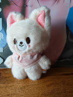 Stray Kids SKZOO FoxI.Ny Plush (5 o'clock), side view of the plush in a pale pink outfit