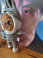 Stray Kids SKZOO HAN QUOKKA Plush Keyring (Wolf Chan Suit), front and side of the quokka plush in a wolf suit