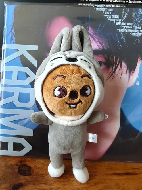 Stray Kids SKZOO HAN QUOKKA Plush Keyring (Wolf Chan Suit) — front view