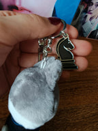 Stray Kids SKZOO Wolf Chan Plush Keyring (FORCE), back of the plush keyring and metal charm