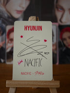 Stray Kids Hyunjin NACIFIC Photocard (Round 19 Hyal Booster) — reverse with printed signature design