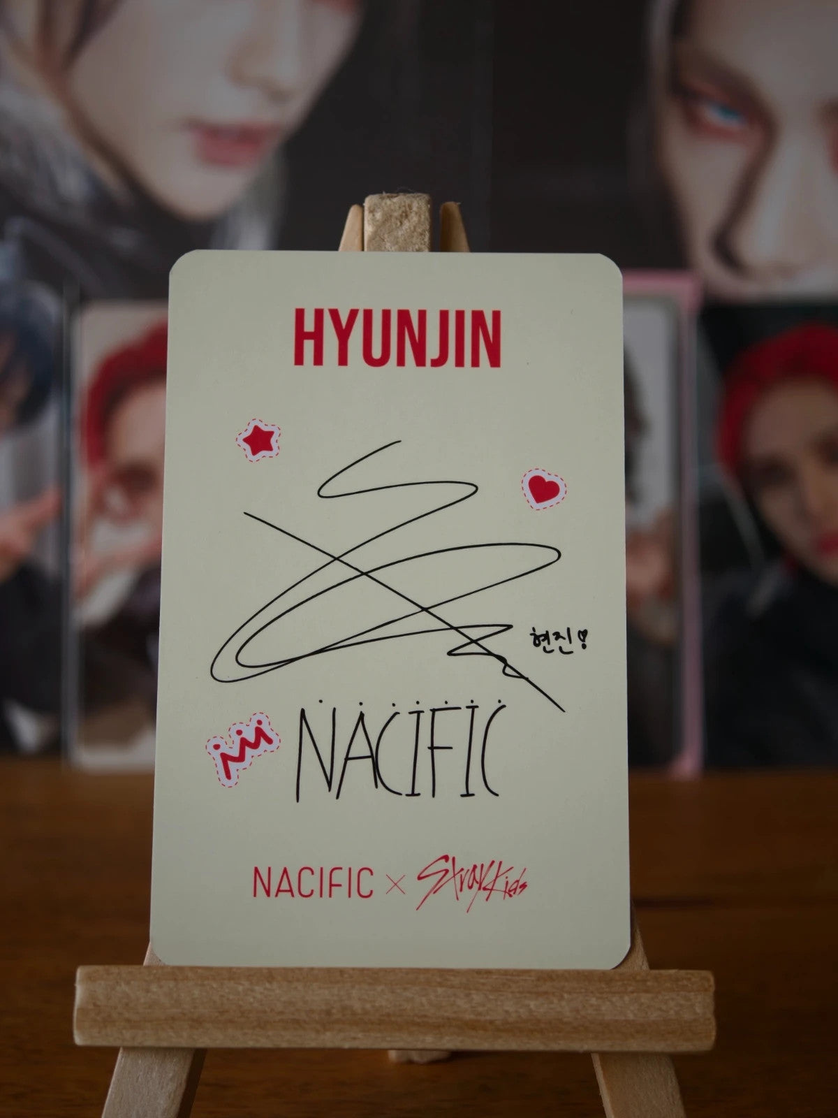 Stray Kids Hyunjin NACIFIC Photocard (Round 19 Hyal Booster) — reverse with printed signature design