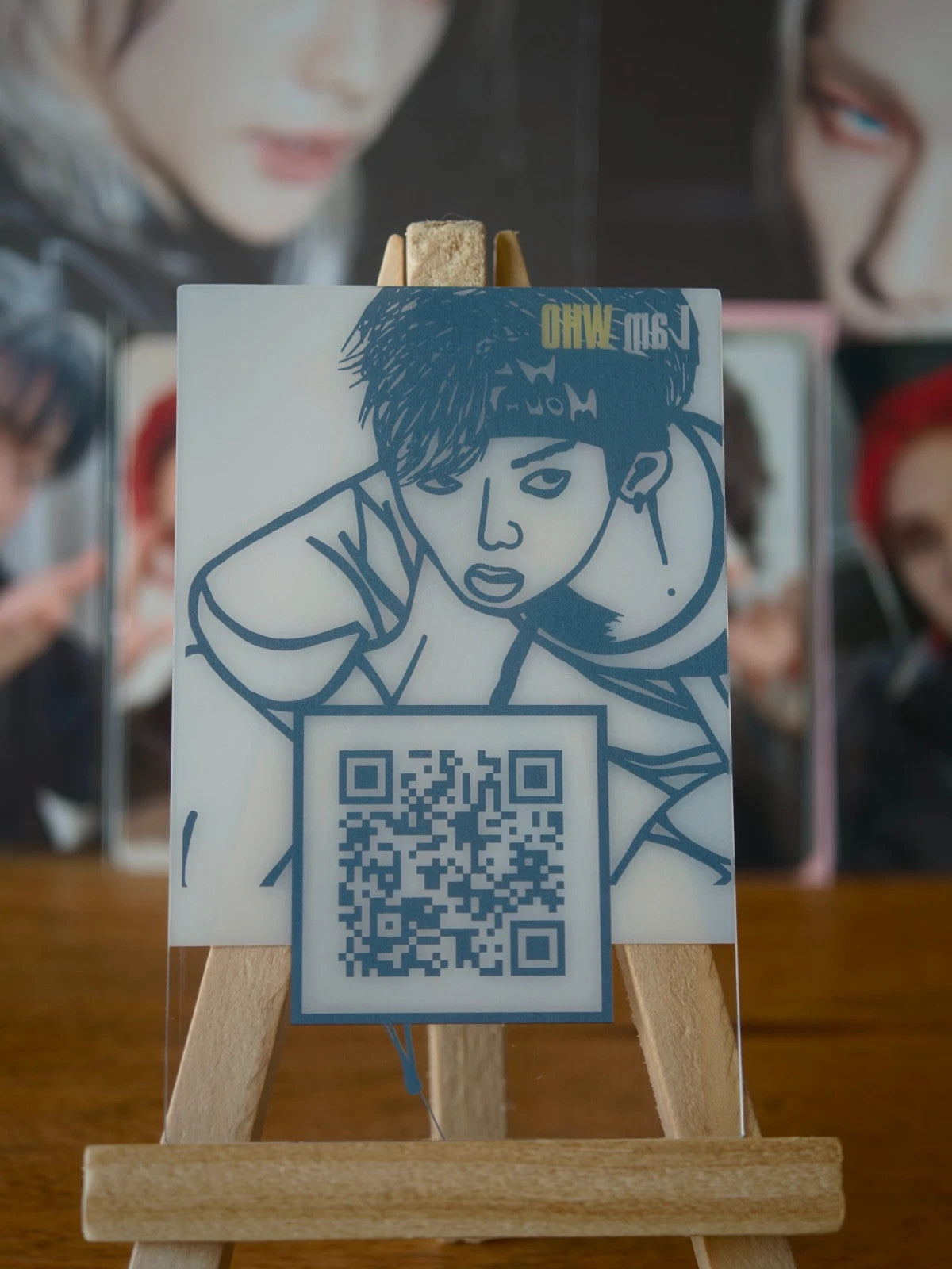 Stray Kids Hyunjin I am WHO Photocard (Self-portrait Drawing) — translucent reverse