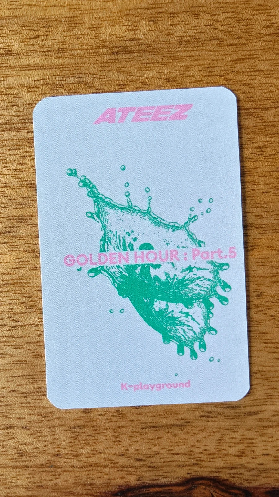 ATEEZ Wooyoung GOLDEN HOUR : Part.5 Photocard (K-PLAYGROUND Fansign POB), reverse of photocard