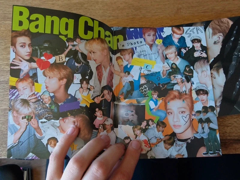 Stray Kids Scars Album (Limited C Ver.), open booklet with a Bang Chan collage