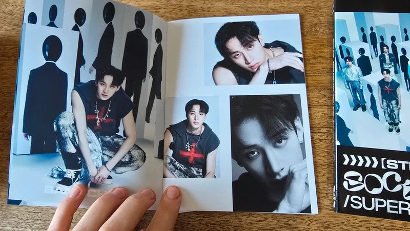 Stray Kids Social Path / Super Bowl Album (Limited A Ver.), open photobook with member portraits
