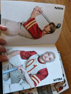 Stray Kids Social Path / Super Bowl Album (Limited B Ver.), open booklet showing two portraits in red-and-white outfits