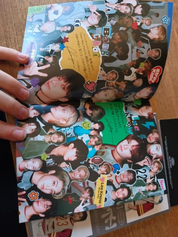 Stray Kids Social Path / Super Bowl Album (Limited B Ver.), open booklet with a colourful member collage