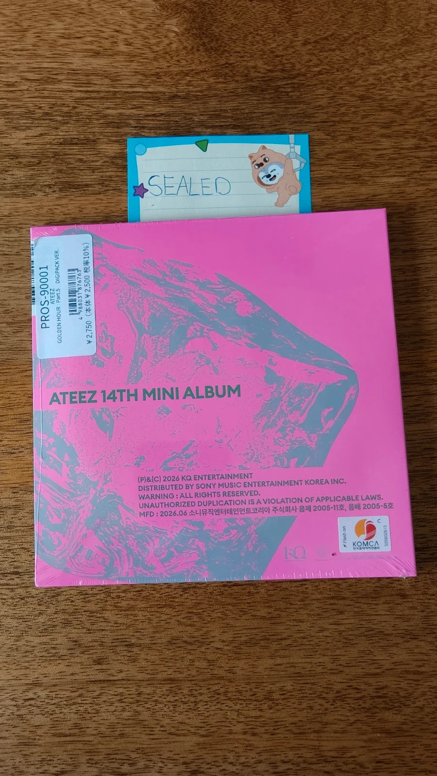 ATEEZ Hongjoong GOLDEN HOUR : Part.5 Album (Digipack Ver., Sealed) — sealed album reverse