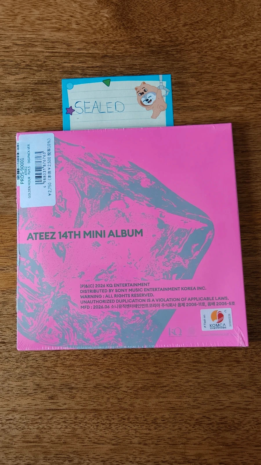 ATEEZ Seonghwa GOLDEN HOUR : Part.5 Album (Digipack Ver., Sealed) — sealed album reverse