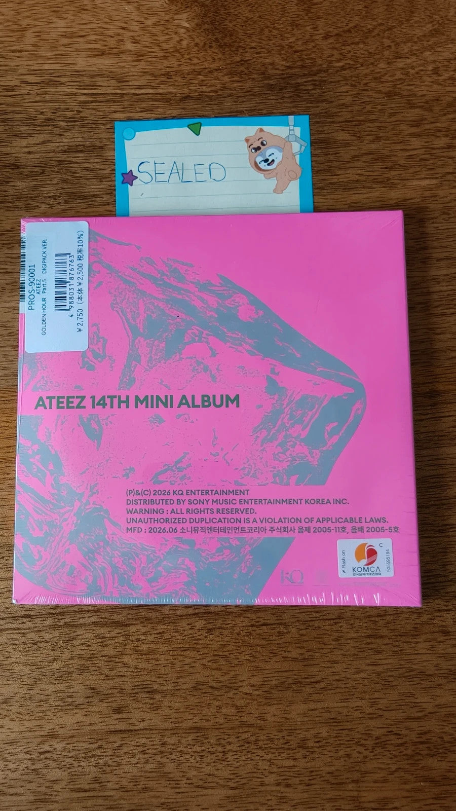 ATEEZ Yeosang GOLDEN HOUR : Part.5 Album (Digipack Ver., Sealed) — sealed album reverse