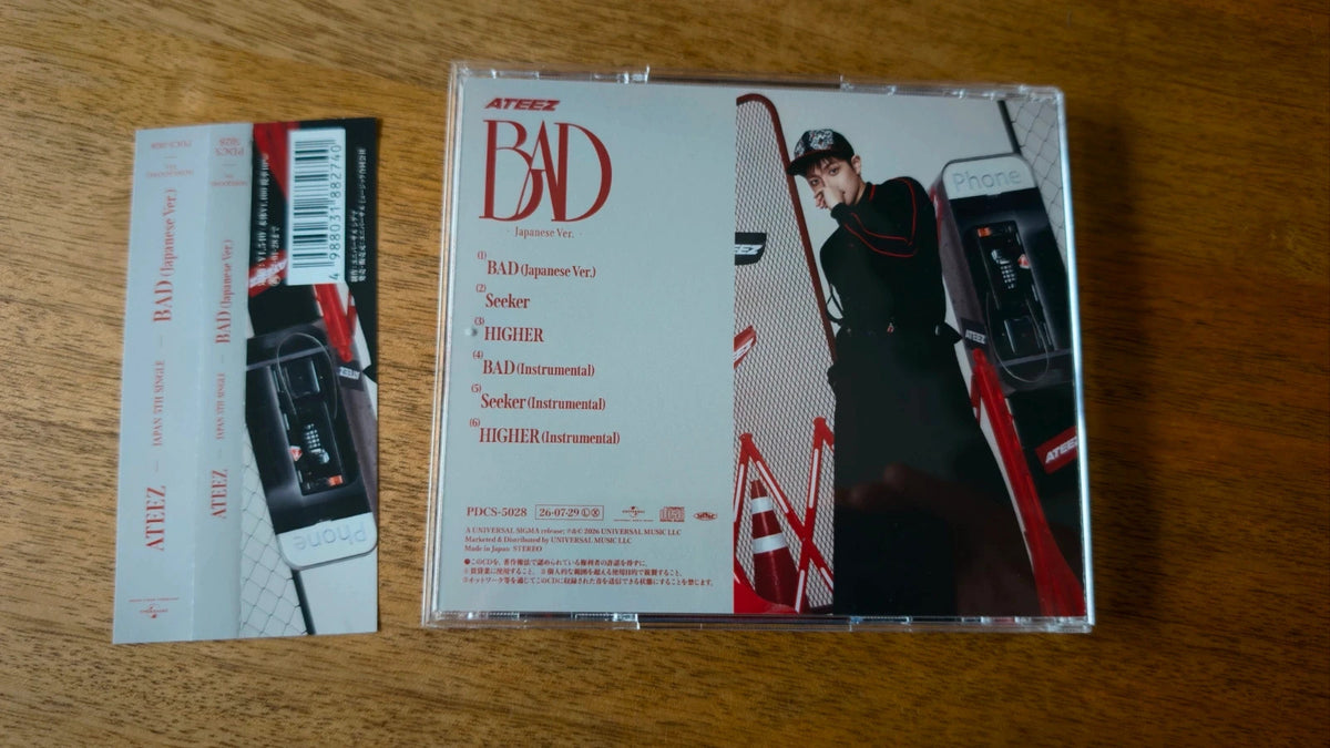ATEEZ Hongjoong BAD (Japanese Ver.) CD (Solo Edition), back cover with track list and portrait