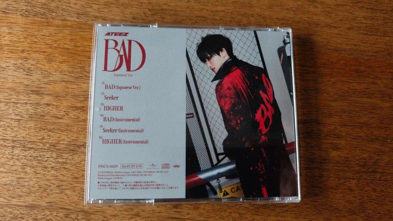 ATEEZ Seonghwa BAD (Japanese Ver.) CD (Solo Edition), back cover with track list and portrait