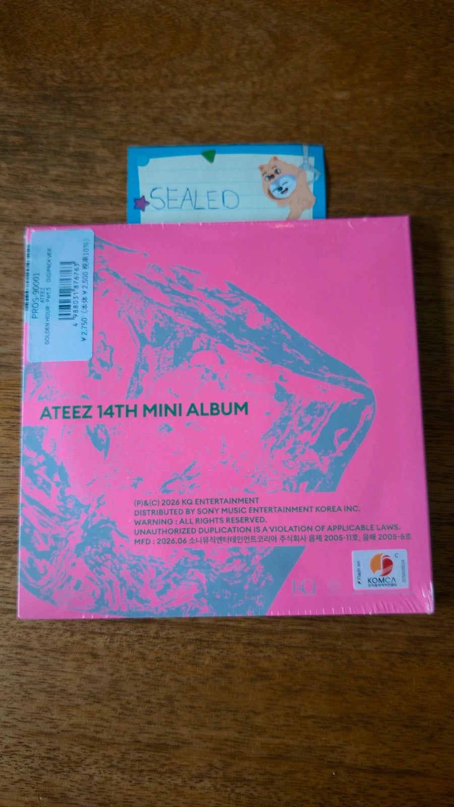 ATEEZ Jongho GOLDEN HOUR : Part.5 Album (Digipack Ver., Sealed) — sealed album reverse
