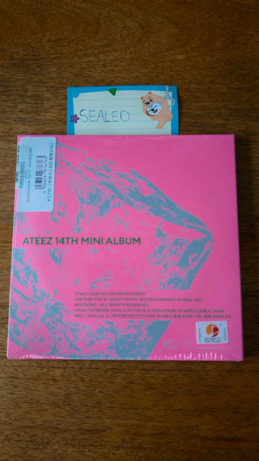 ATEEZ Yeosang GOLDEN HOUR : Part.5 Album (Digipack Ver., Sealed) — sealed album reverse