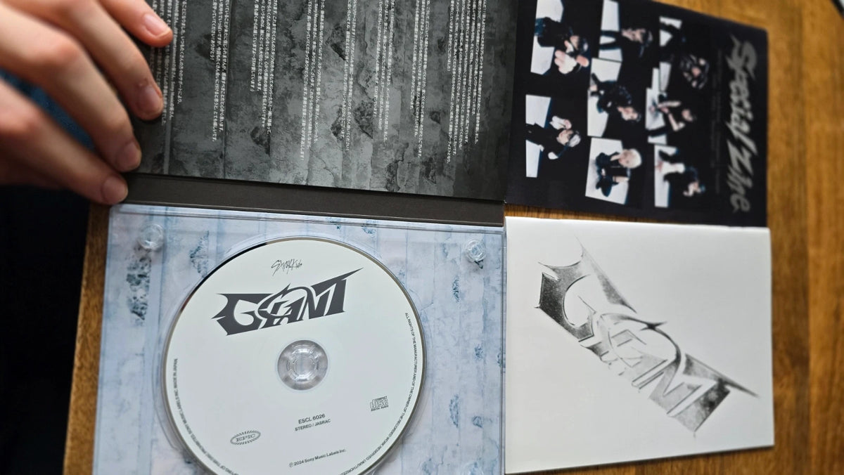 Stray Kids GIANT Japanese Album Type A, open album showing disc and printed inserts