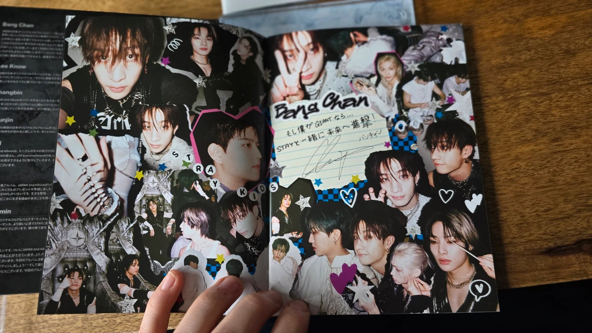 Stray Kids GIANT Japanese Album Type A, open booklet with a colourful member collage