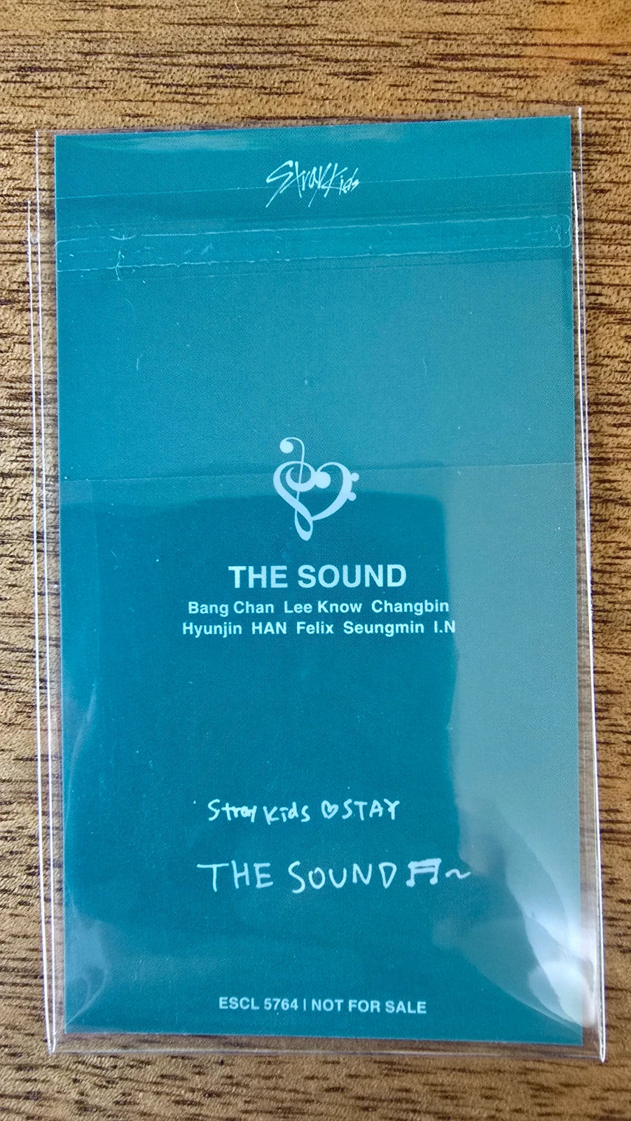 Stray Kids The Sound Photocard Changbin, turquoise reverse with THE SOUND logo and message