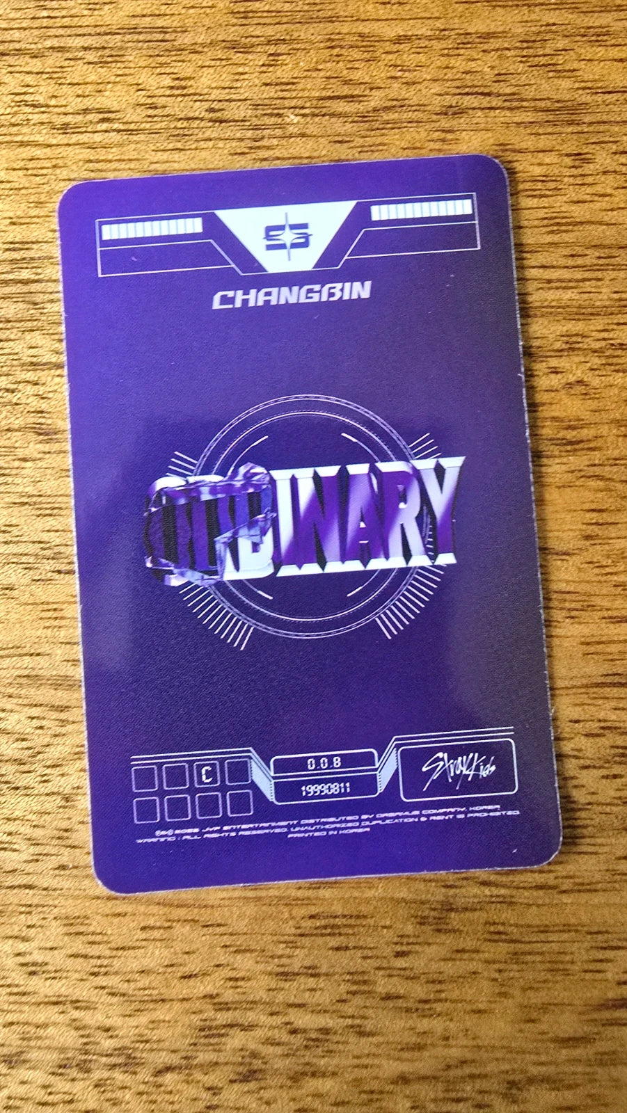 Stray Kids ODDINARY Photocard Changbin Jewel Case, purple reverse with ODDINARY artwork