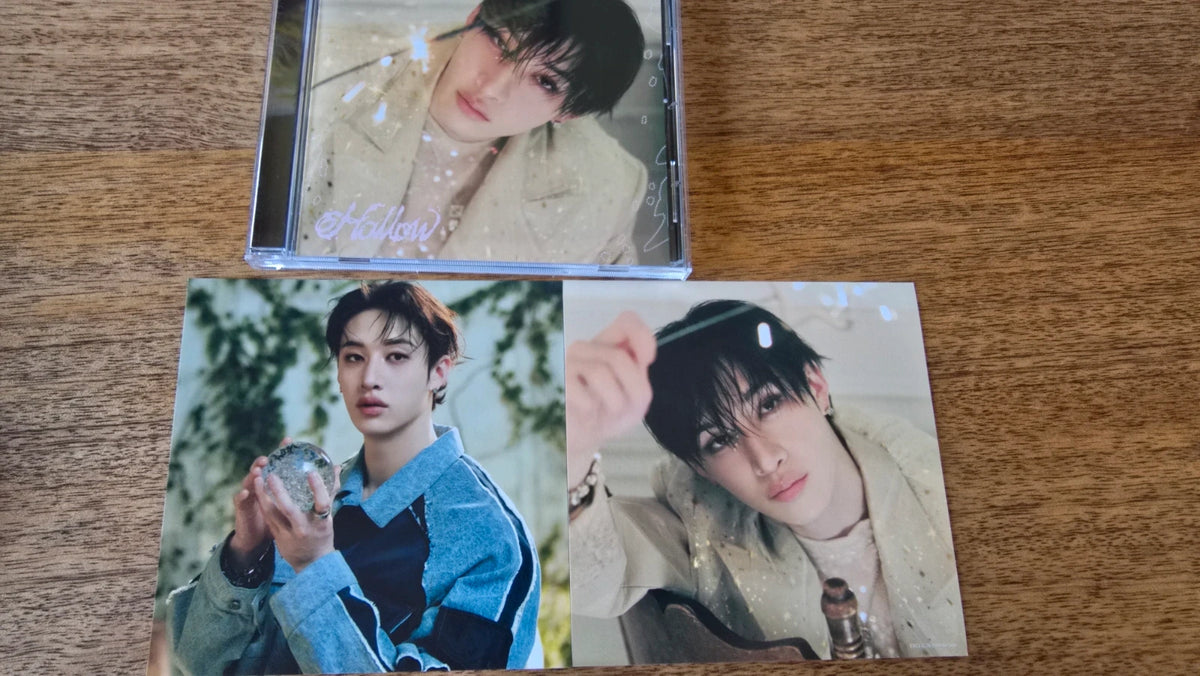Stray Kids Hollow Album Bang Chan CD, open booklet showing Bang Chan portraits