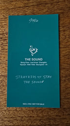 Stray Kids The Sound Photocard Felix, turquoise reverse with THE SOUND logo and message