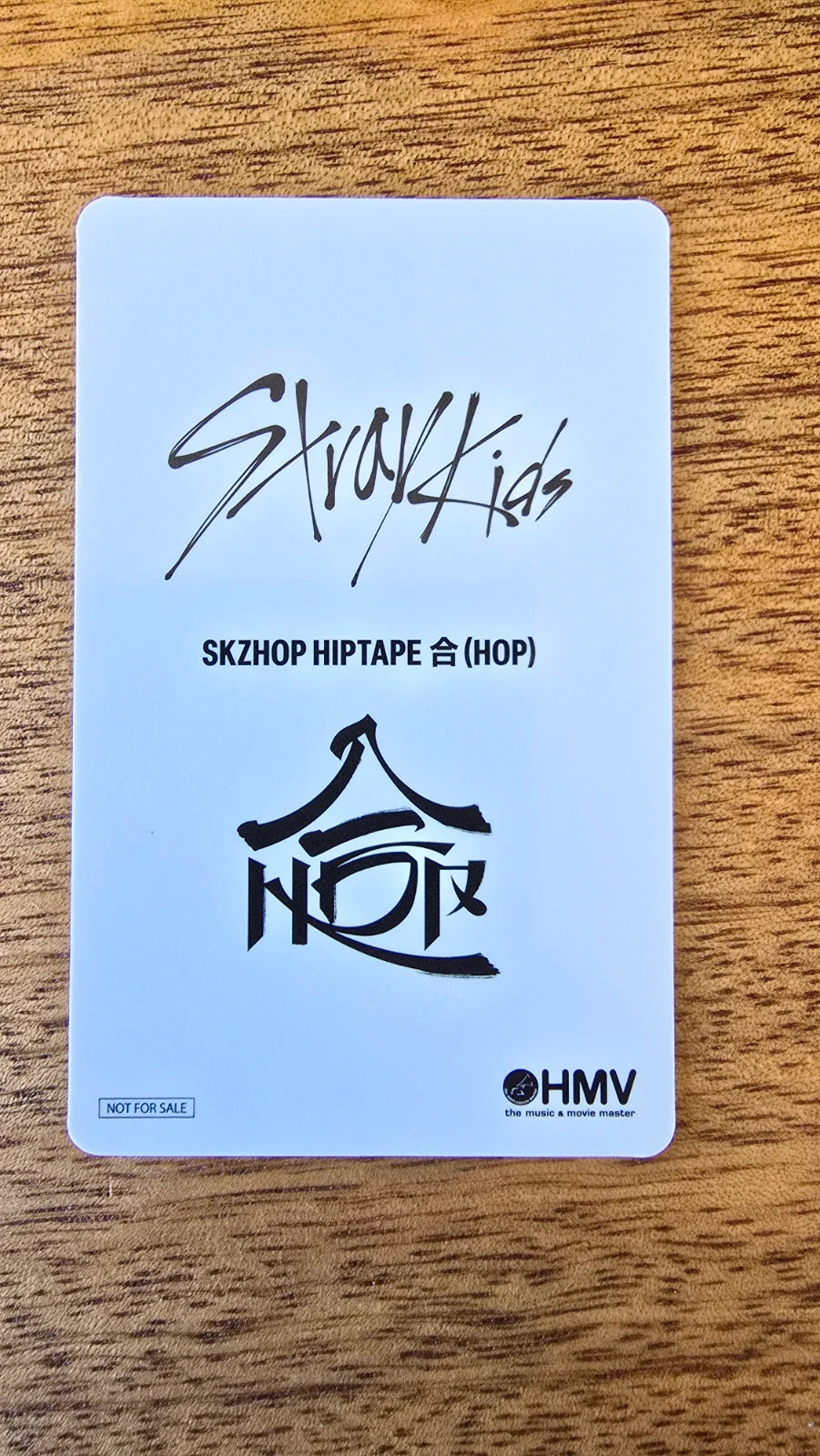 Stray Kids HOP Photocard I.N HMV POB, white reverse with HOP and HMV logos