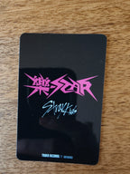Stray Kids ROCK-STAR Tower Records Photocard Felix, black reverse with pink ROCK-STAR logo