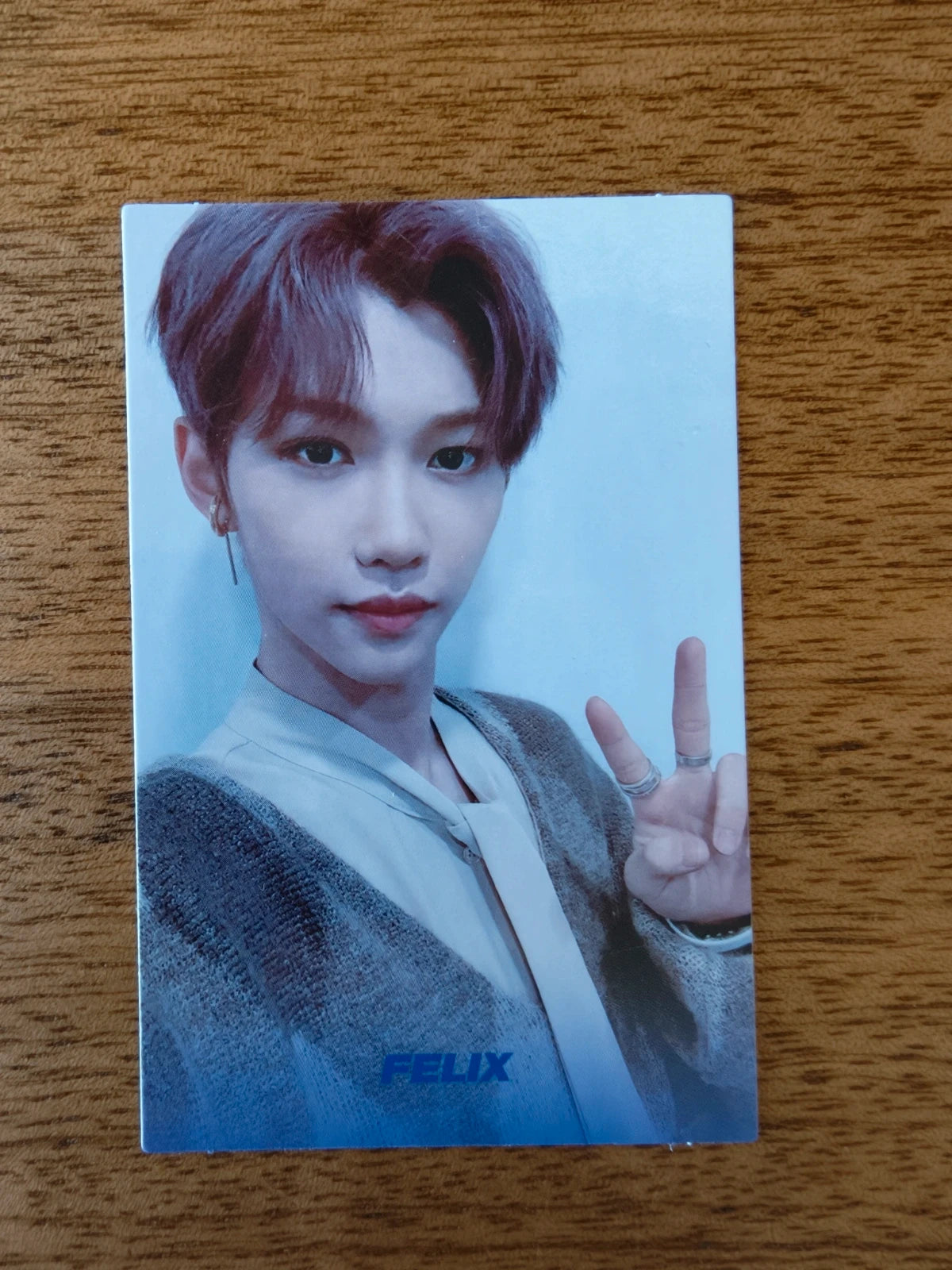 Stray Kids Levanter Photocard Felix, portrait with V-sign pose