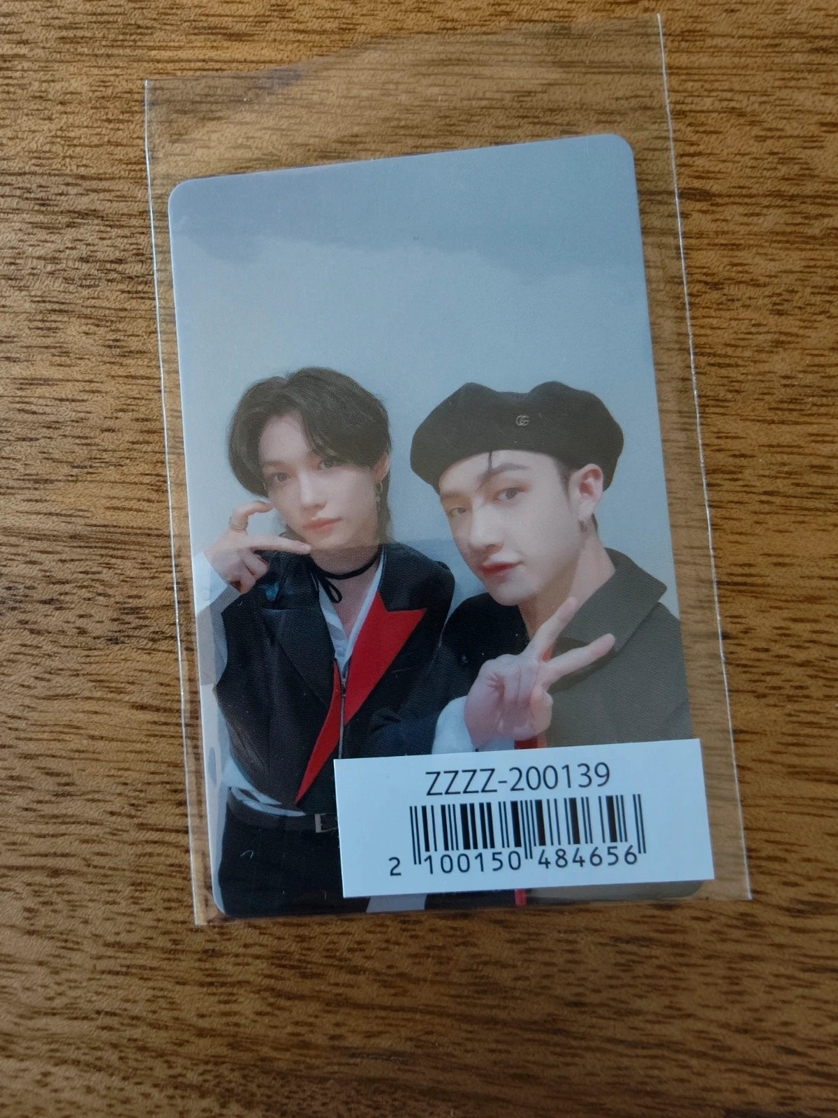 Stray Kids Felix Photocard The Sound Bang Chan, two-member portrait in black-and-red outfits