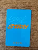 Stray Kids Felix Photocard DICON, blue reverse with orange STRAY lettering