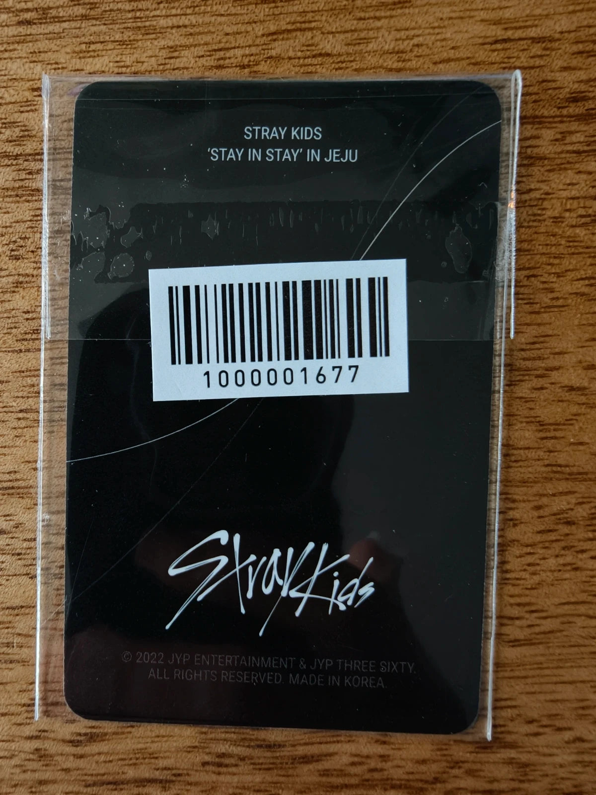 Stray Kids Felix Photocard, black reverse with barcode label