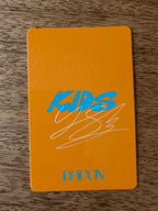 Stray Kids Felix Photocard DICON, orange reverse with blue KIDS lettering