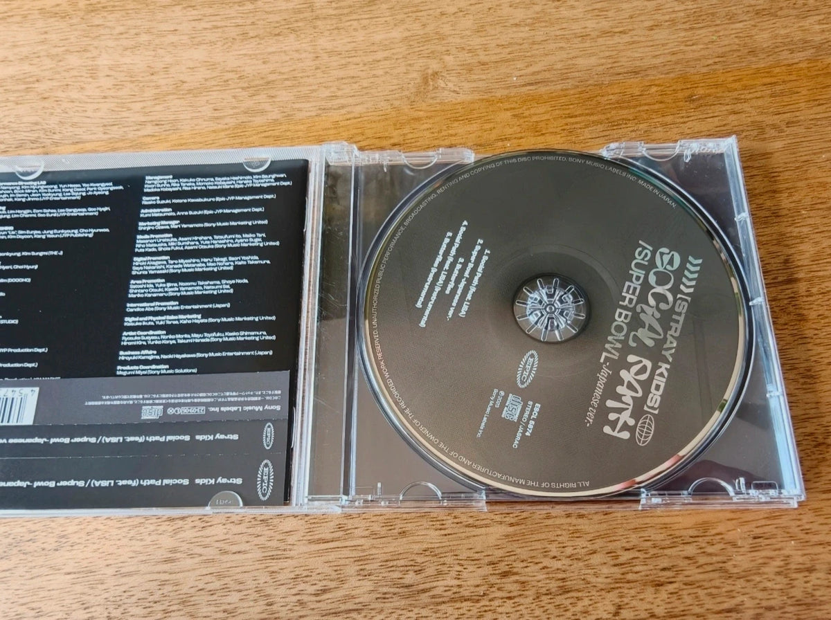 Stray Kids Social Path Superbowl Album CD, open jewel case with grey disc and track list