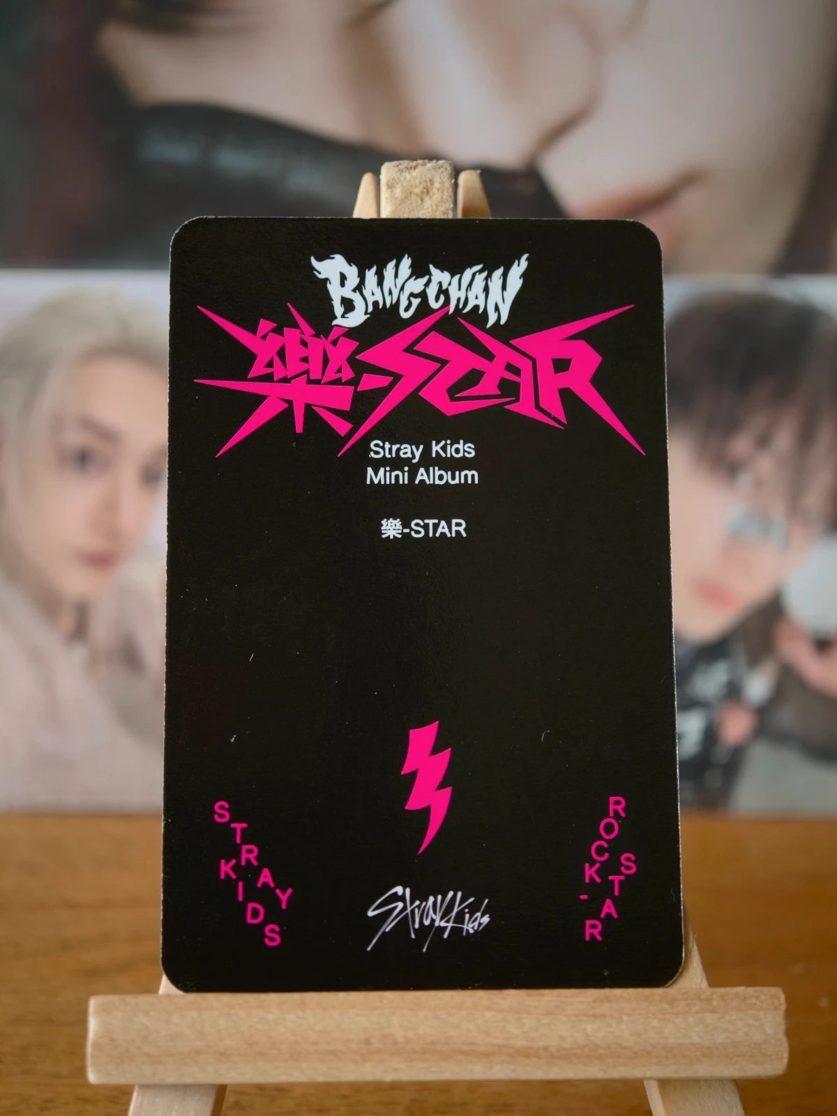 Stray Kids Bang Chan ROCK-STAR Photocard (Postcard POB), reverse of photocard