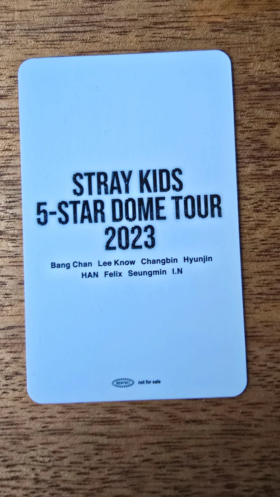 Stray Kids Felix 5-STAR Dome Tour 2023 Photocard (Venue Benefit, Osaka, 9 September 2023), reverse of photocard