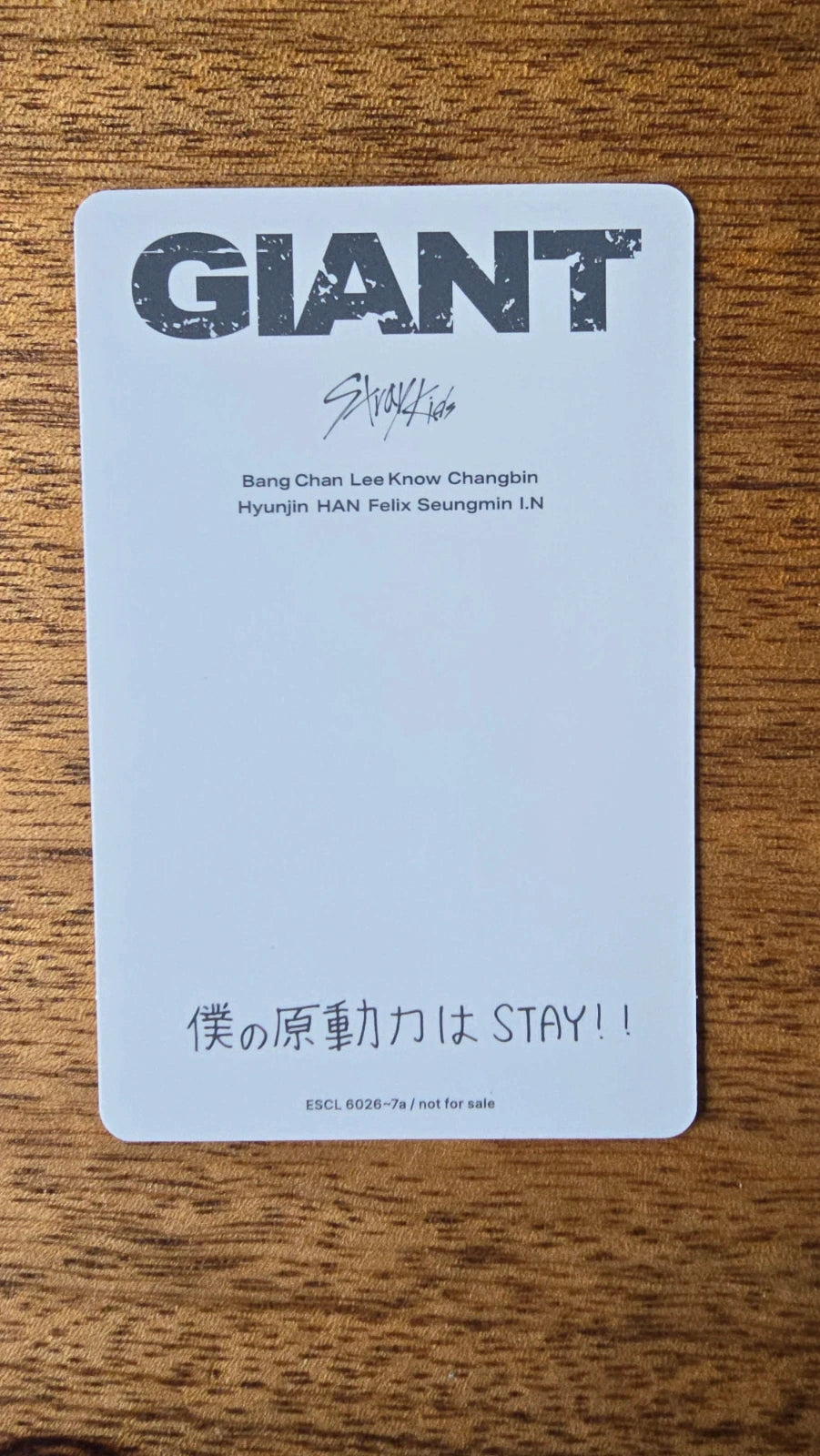 Stray Kids Han GIANT Photocard (Limited Album, C Design), reverse of photocard
