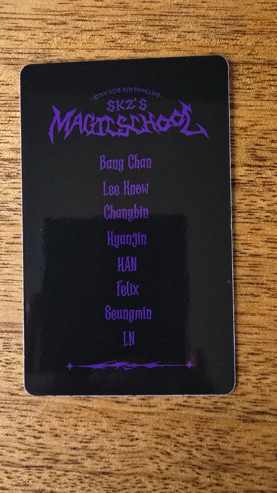 Stray Kids Bang Chan SKZ'S MAGIC SCHOOL Photocard (Online Benefit) — reverse