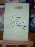 Stray Kids Hyunjin NACIFIC Photocard (Round 2 Holographic) — reverse with printed signature design