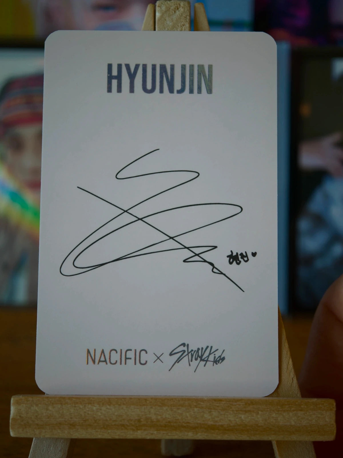 Stray Kids Hyunjin NACIFIC Photocard (Round 5) — reverse with printed signature design