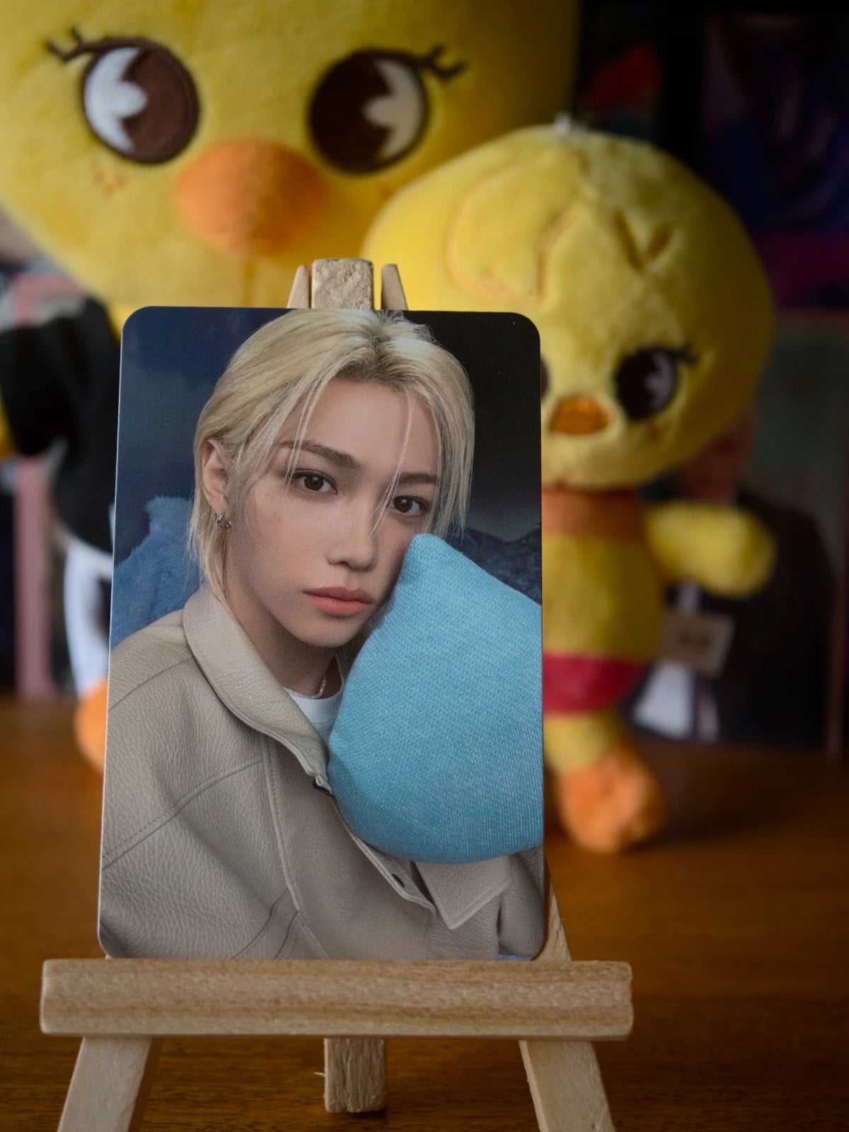 Stray Kids Felix Over the Rain Photocard (Blue Cushion) — front view